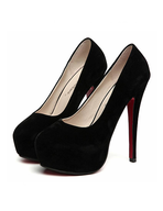 black suede red bottom heels