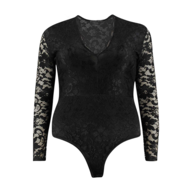 black plus size women long sleeve bodysuit