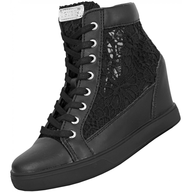 black guess heeled sneakers 