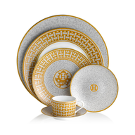 gold white dinner set 